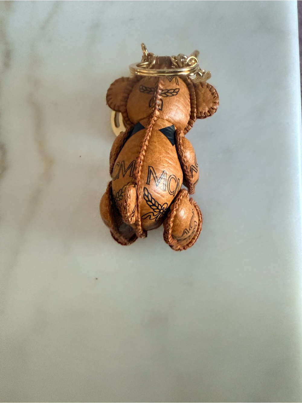 MCM Cognac Visetos Puppy Key Charm with Gold-Tone Logo Ring - Picture 5 of 5